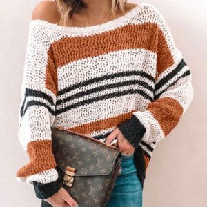 Color block knit sweater. Orange white black flowy and oversized